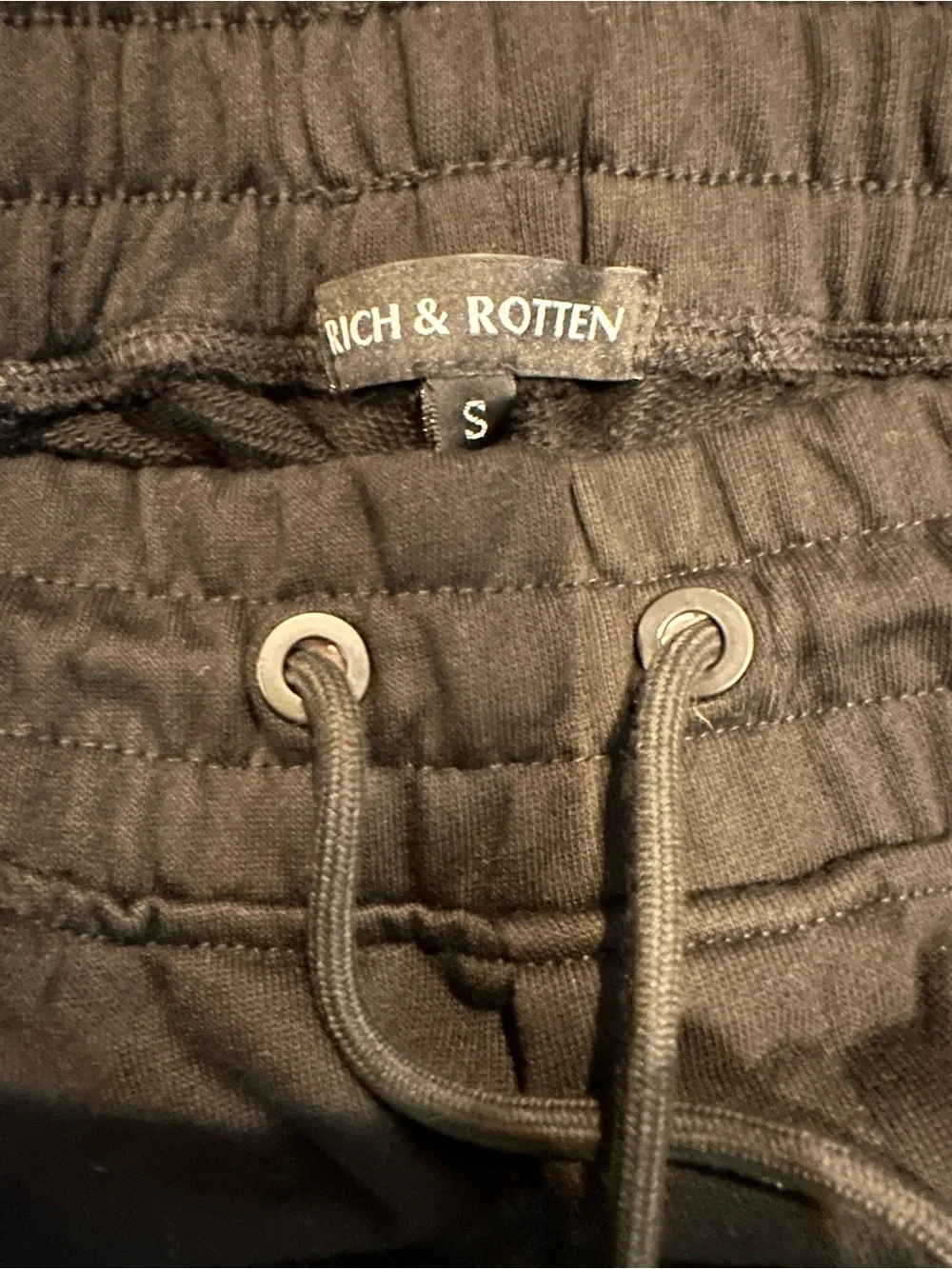Rich & Rotten black joggers size small. Thick, warm fabric. NWOT.